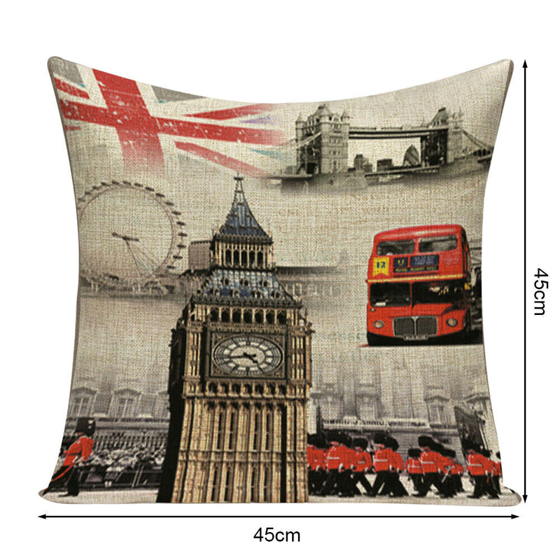 Non-fading Big Ben Printed Pillowcases Square Cleanable Sofa Car Cushion Covers