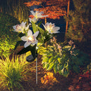 2x LED Solar Garden Orchid Light Waterproof Landscape Fence Decor (White) Newly
