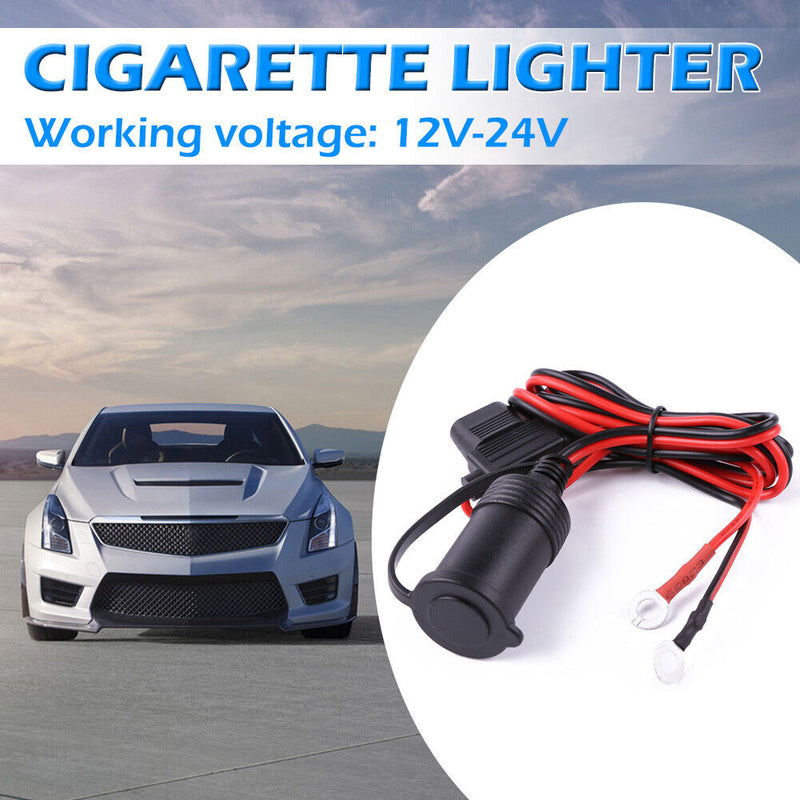 Car Cigarette Lighter Socket with 10A Fuse+Wire for Motorcycle Truck DC 12-24V