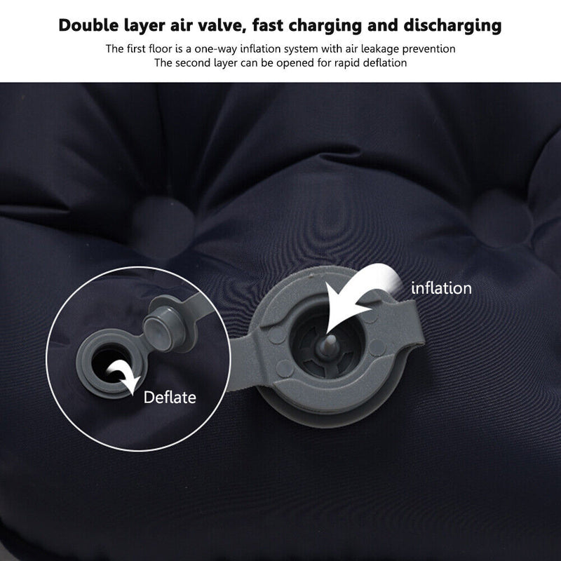 Waterproof Sleep Inflatable Mattress Outdoor Camp Cushion Bed (Navy Blue) Newly
