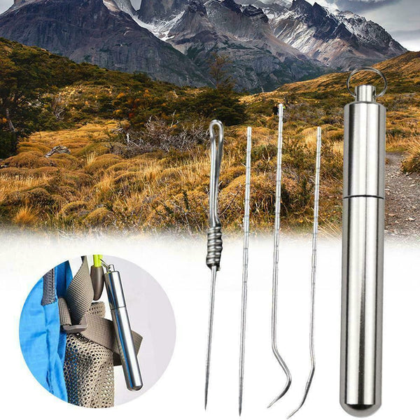 4pcs Steel Toothpick Care + Toothpick Holder Outdoor A2U3 K5F9 Set W1H0 E6B4