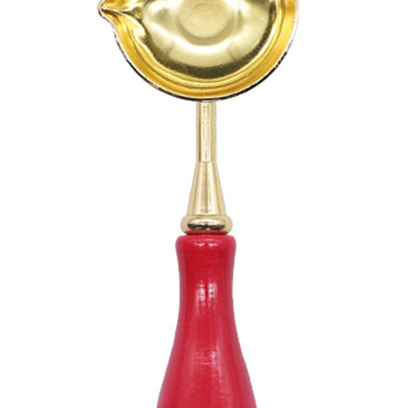 Sealing Wax Spoon Solid Wood Retro Wax Spoons Decorative Stamp Craft (Red)