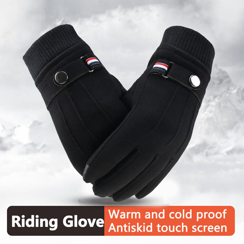 Men Touchscreen Cycling Gloves Full Finger Fleece Riding Mittens (Black) Newly