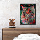 Hand Painted on Canvas DIY Red Cat Oil Paint By Numbers Drawing Kit Ornaments