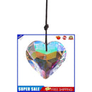 Crystal Ornament - Chandelier Crystal Heart Prism Pendant with Rope (Clear)