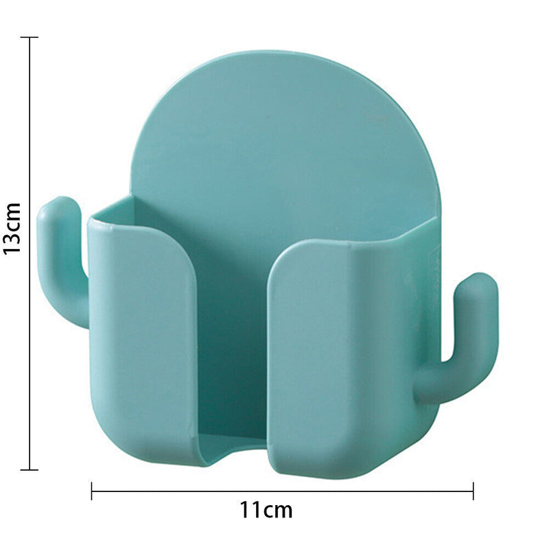 Wall Mounted Organizer Storage Box Hooks Phone Remote Control (Light Green)
