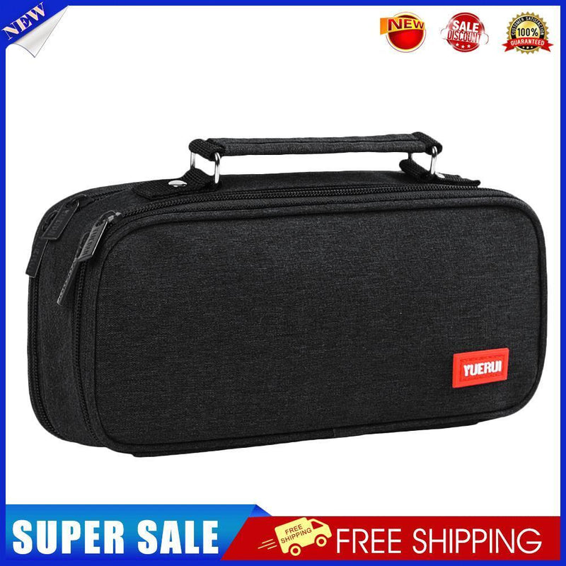 Large Capacity Pencil Case Spacious Canvas Stationery Storage Bag (Black)