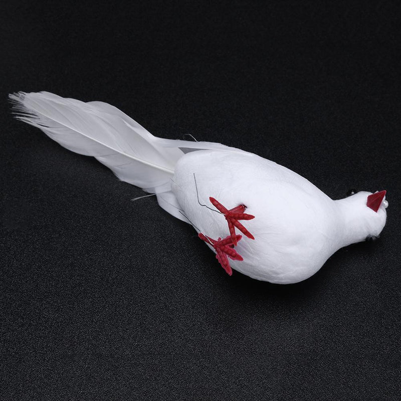 2pcs White Foam Feather Simulation Pigeons Wedding Table Decor Home Crafts