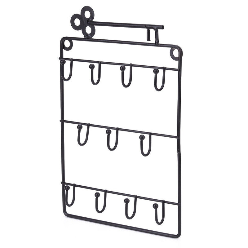 Iron Coat Hat Organizer Rack Wall Mounted 11 Hangers Hooks Key Storage Holder
