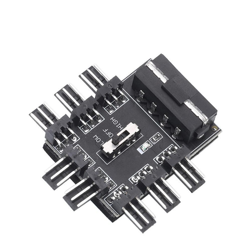 PC Speed Controller Adapter 3-level 12V Power Supply Cooler for 8-way Fans