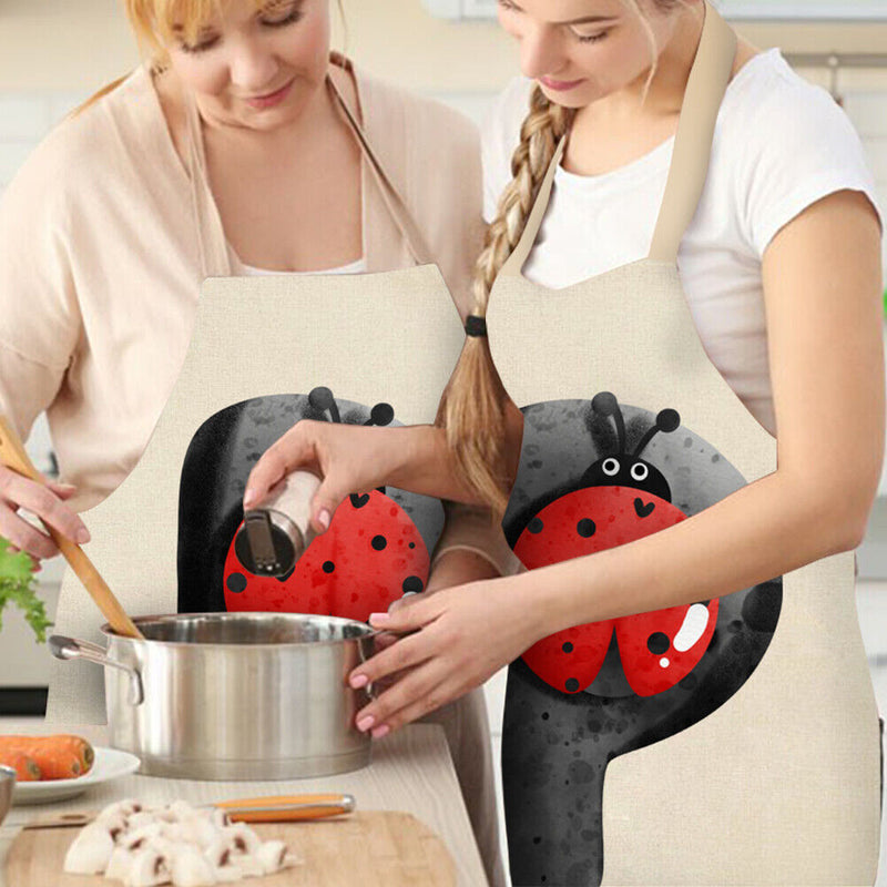 Insect P Print Apron Linen Waterproof Cooking Bibs Home Pinafore (68x55cm)