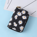 Fashion Women PU Daisy Flower Card Oaganizer Casual Ladies Wallet (Black)