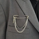 Hop Suit Accessory Minimalist Cross Pendant Big Pins Punk Brooches Long Chain