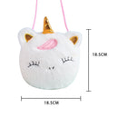 Kids Plush Cartoon Licorne Handbag Zipper Mini Casual Crossbody Bag (White)