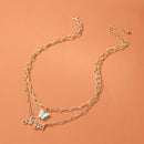 Multi-Layer Butterfly Pendant Acrylic Necklace for Women Letters Choker Jewel