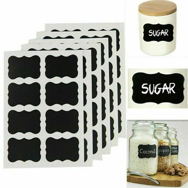 40x Kitchen Accessories Blackboard Stickers Labels Rewritables White With K9I8