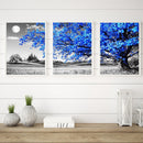 Canvas Paint By Numbers Blue Tree Oil Hand Painted Drawing Kit Home Decoration