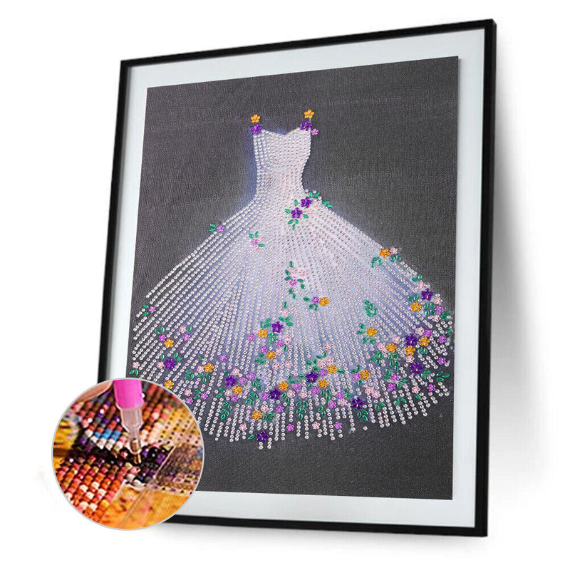 Special Shaped 5D Kit White Wedding Dress Diamond Painting Craft (YXC021)