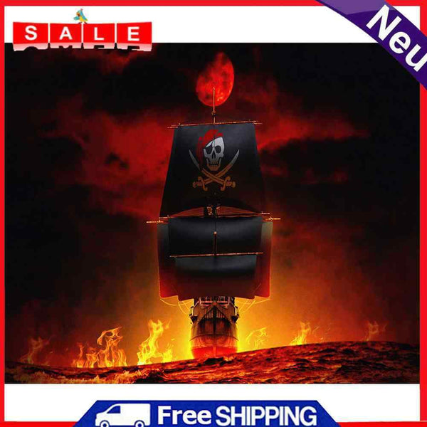 Hand Painted on Canvas DIY Pirate Ship Oil Paint By Numbers Drawing Ornament Kit