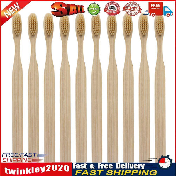 10pcs Environmental Soft Head Bamboo Oral Care Eco Toothbrush(Light Brown) Newly