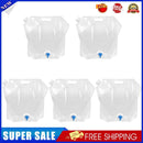 5pcs 10L Portable Outdoor Water Bag Foldable Camping Picnic Carrier (Clear)