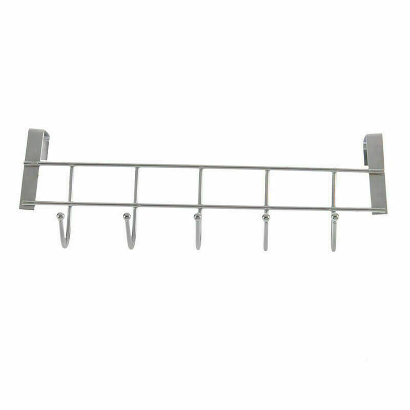 5 Hooks Over Door Home Bathroom Kitchen Coat Towel Rack Holder Hanger P3E7