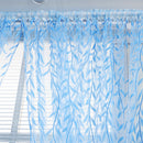 Pastoral Style Willow Floral Window Curtain Bedroom Living Room Decor(Blue)