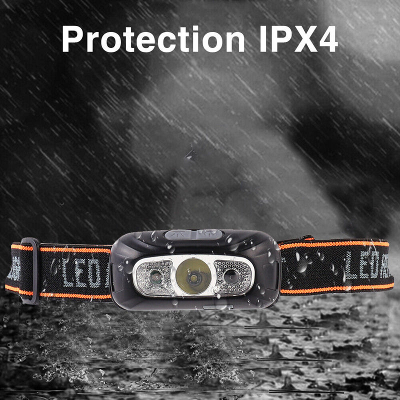 XPE LED Headlamp Wave Induction IPX4 Waterproof 300lm 2 Modes Outdoor Headl
