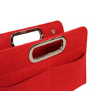 Women Felt Metal Handle Bag Solid Color Multi-pocket Cosmetic Bag (Red)