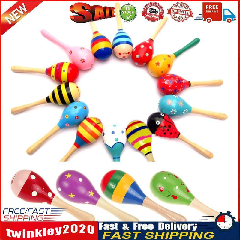 Baby Kids Sound Music Gift Toddler Rattle Musical Wooden Colorful Toys Newly