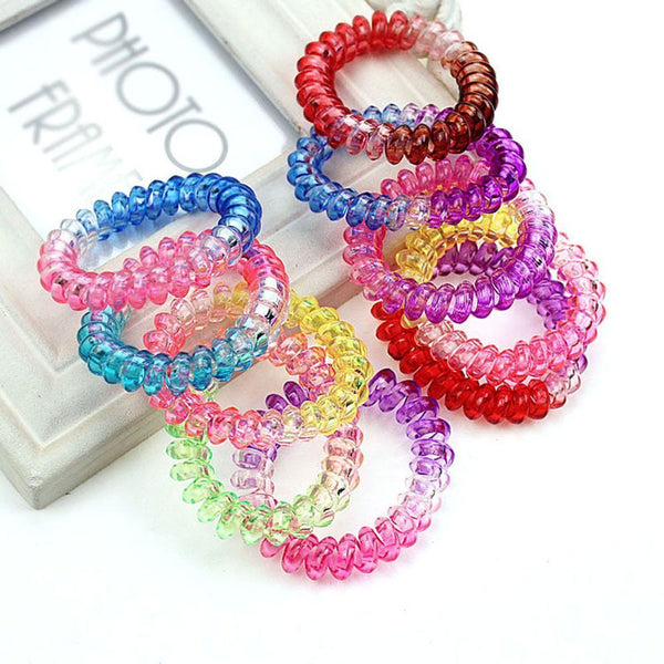 Women Fashion Elastic Ponytail Holders Hairbands Gradient Rubber Telephone Wire