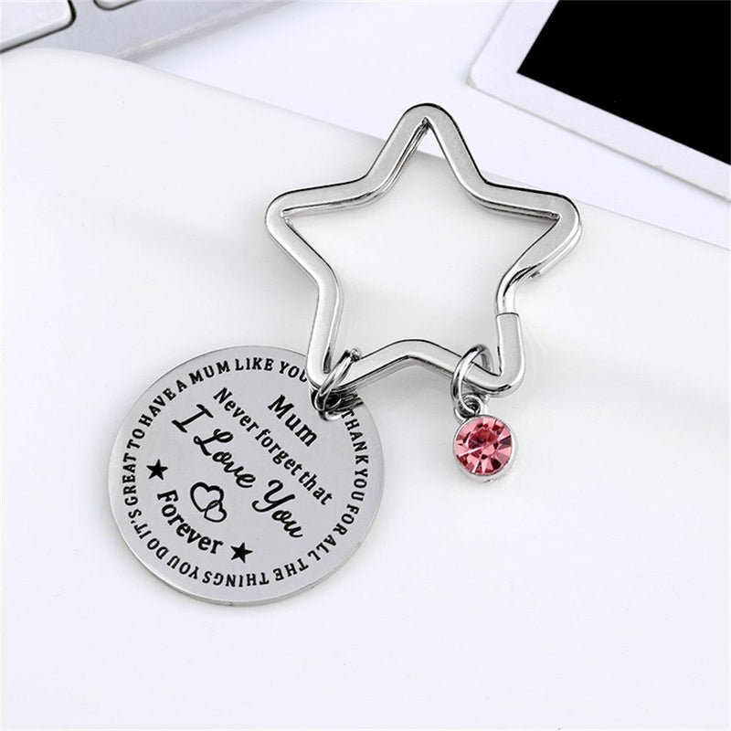 Diamond Round Engraved Mum Key Chains Keyring Mother's Day Keychain