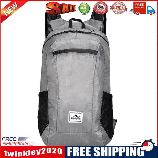 20L Large Waterproof Folding Climbing Backpack Travel Rucksack (Light Gray)