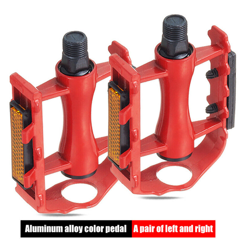 1 Pair Bearings Bicycle Pedals MTB Mountain Road Bike Flat Pedals (Red) Newly