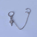 Dangler Eardrop Earrings Tassel Chain Six-Pointed Star Diamonds Long Ear Clips