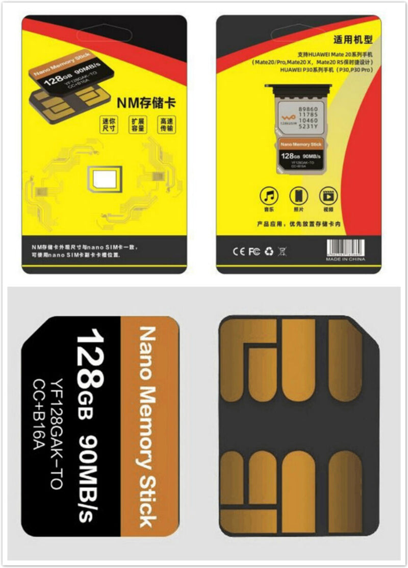 NM Nano Memory Card Insert Card 128GB 90MB/s for Huawei P30/Mate 20 Accessory