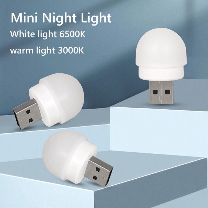 USB Plug Lamp Computer Mobile Power Charging USB Night Light (4pcs-White) Newly