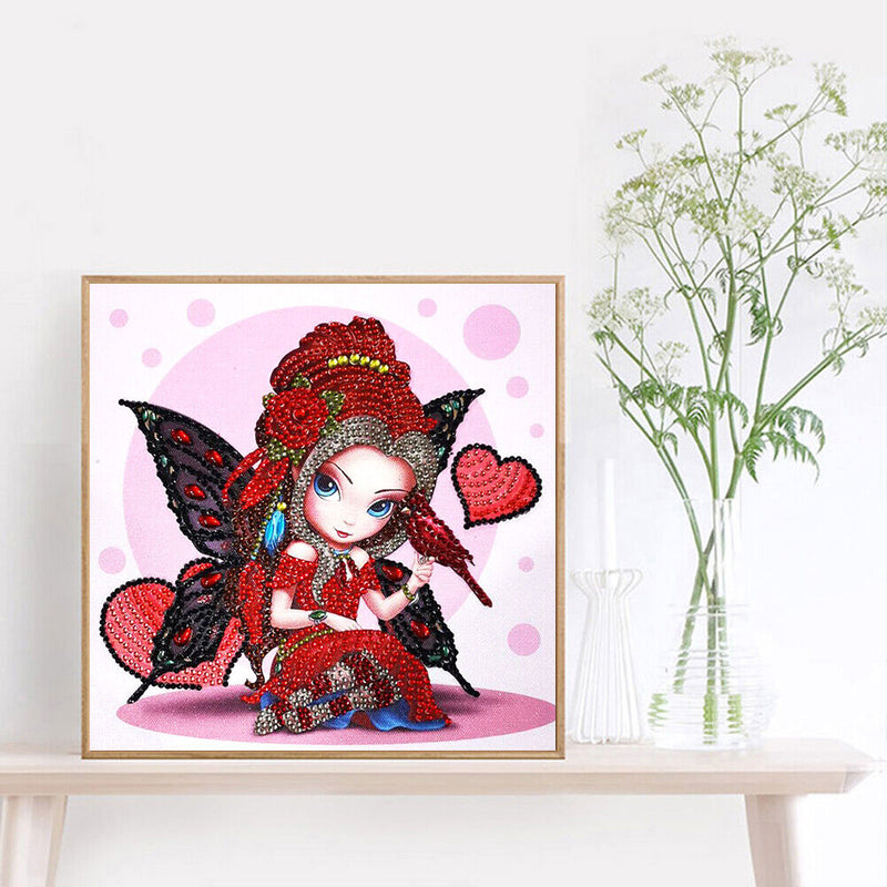 5D DIY Part Special Drill Diamond Painting Cartoon Girl Drawing (Pink)