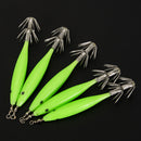 5pcs Luminous Shrimp Lures 8cm Squid Jig Hook Octopus Hard Baits (Green) Newly