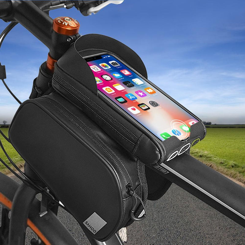 1.5L Touch Screen Bike Front Frame Top Tube Phone Sunshade Double Side Bag