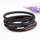 3pcs Unisex Chain Magnetic Buckle Leather Bracelet Braided Wristband