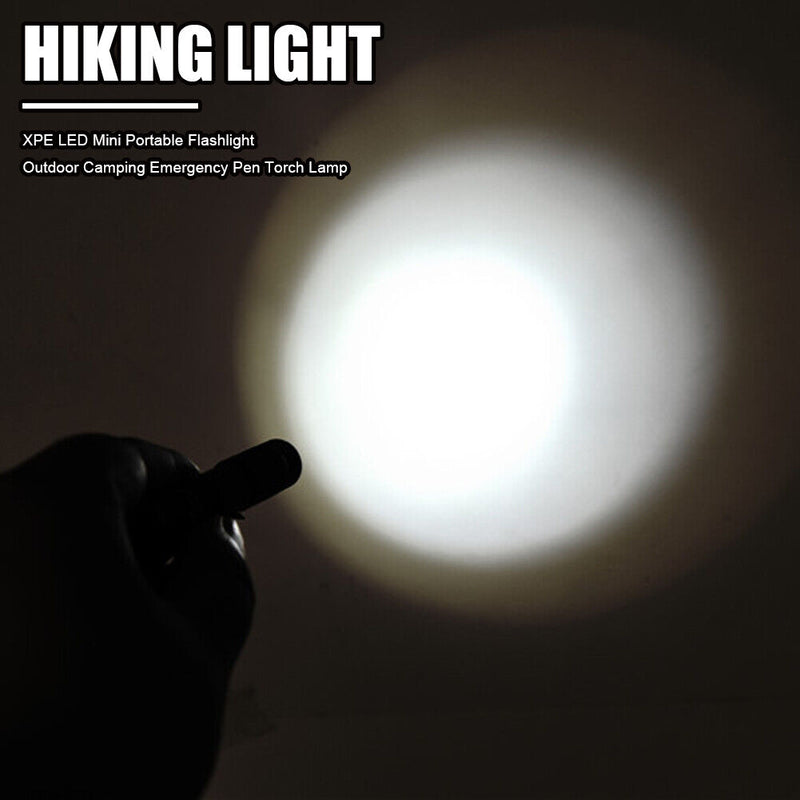 LED Flashlight Outdoors Mini Torch Pen Lamp for Camping Hiking Battery Powere