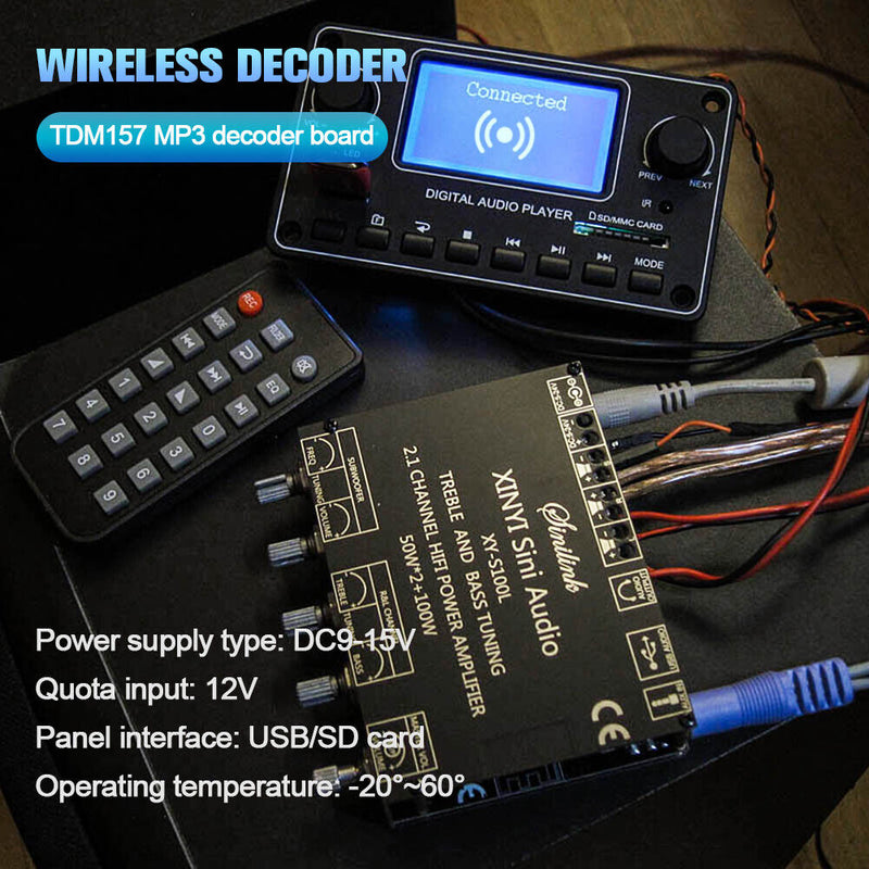 9-15V Bluetooth-Compatible WAV MP3 Decoder Board Audio Player Amplifier Module