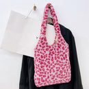 Female Fluffy Fashion Flower Pattern Shoulder Bag Large Phone Crossbody Bag