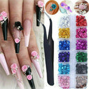 1set Nail Art Flowers Decor DIY Rose Glitter Nail Jewelry w/ Tweezer F6J1