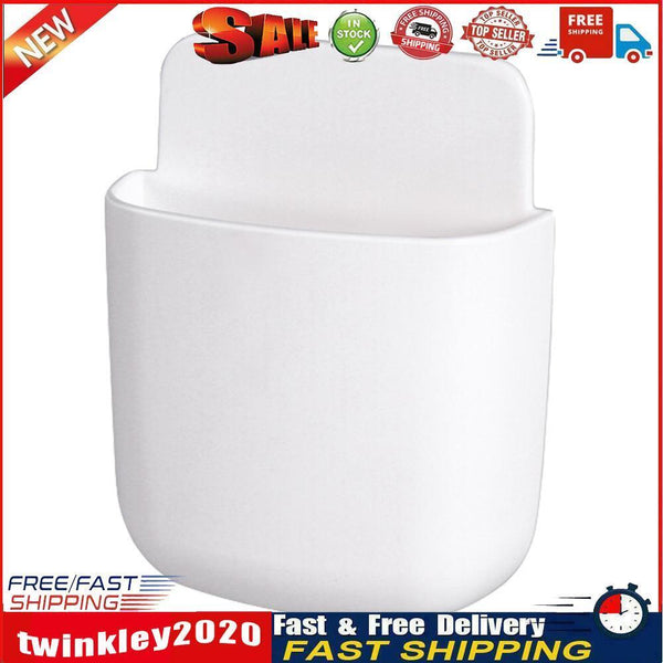 Wall Storage Box Phone Plug Holder Rack Desktop Organizer Stand (White) Newly