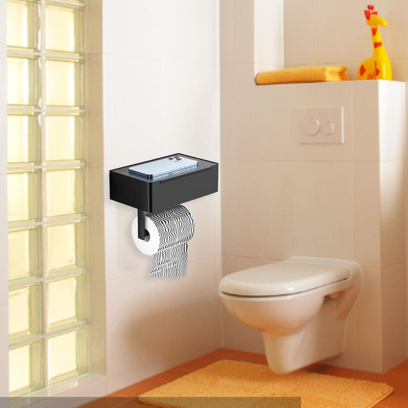 Paper Holder & Wipe Dispenser Durable Bathroom Paper Storage Shelf (A)