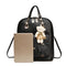 Women Student Preppy Style Cute Bear Pendant Bookbag Backpack(Black)