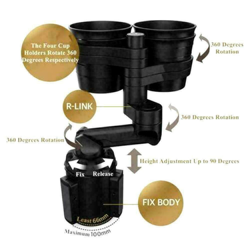 360° Rotating & Adjustable Car Cup Holder Expander Base 6563 Convenient F4B2