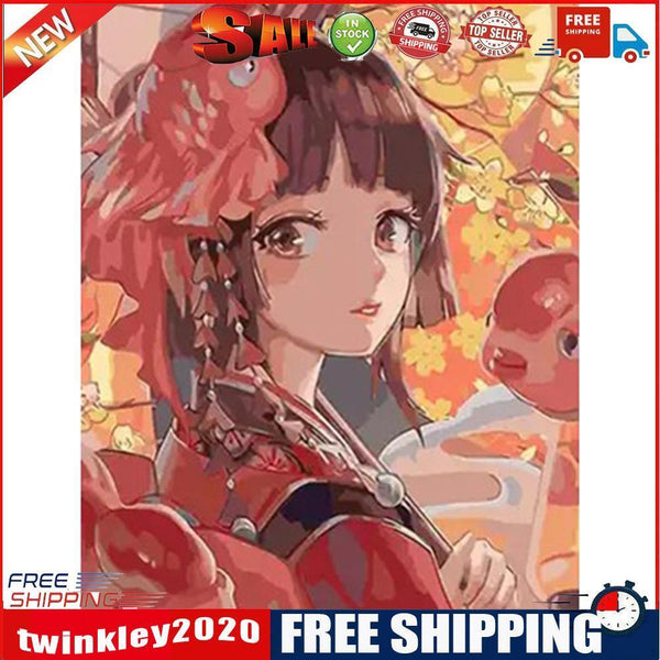 Oil Anime Girl Drawing DIY Canvas Paint By Numbers Hand Painted Kit Craft